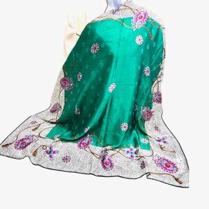 Vgt Over size Full Body Wrap Christian Dior  100% Silk Scarf Satin 41"x41"  (22